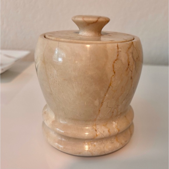 Italian Latte Cream Marble Jar with Lid - Global Views Decorative home accents - Picture 3 of 11